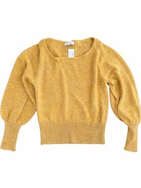INTERMIX Yellow Scoop Neck Balloon Sleeve Sweater